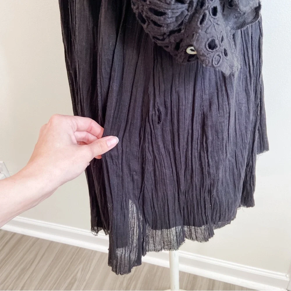 Free People Bella Notte Black Eyelet Mini Dress - Picture 14 of 16